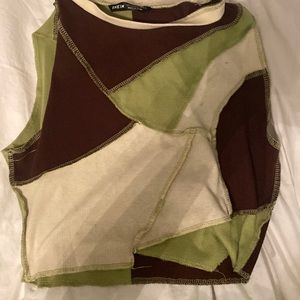 Green and Brown Tank-Top With Seams Showing - LIKE NEW